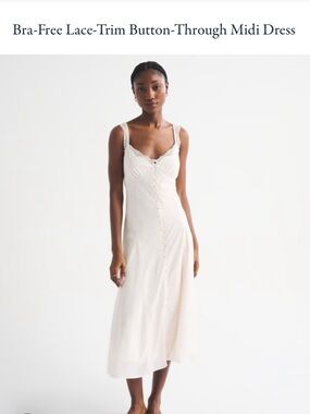 Abercrombie bra free lace trim button through midi dress